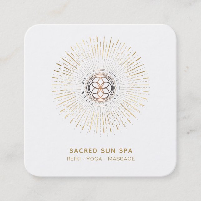 Carte De Visite Carré *~* Alchimie - Mandala Shaman SUN Géométrie sacrée (Devant)