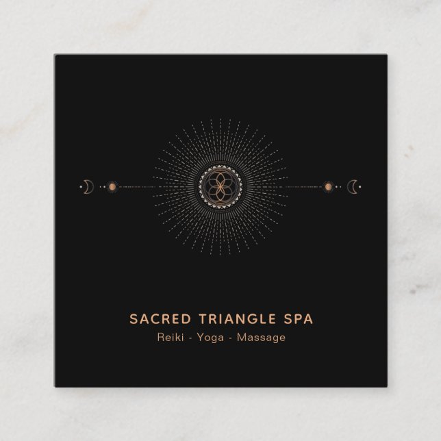 Carte De Visite Carré *~* Alchimie Shaman Géométrie sacrée Mandala Lune (Devant)