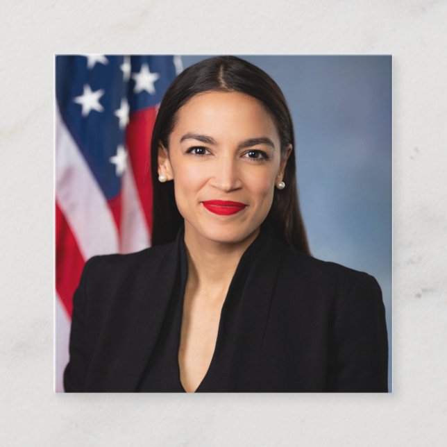 Carte De Visite Carré Alexandria Ocasio Cortez Portrait (Devant)