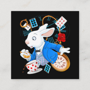 Carte De Visite Carré Alice au pays des merveilles - Lapin Blanc