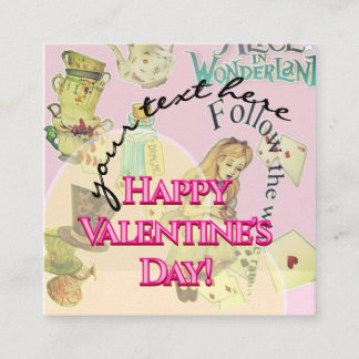 Carte De Visite Carré Alice in Wonderland Valentine's Day Cards 