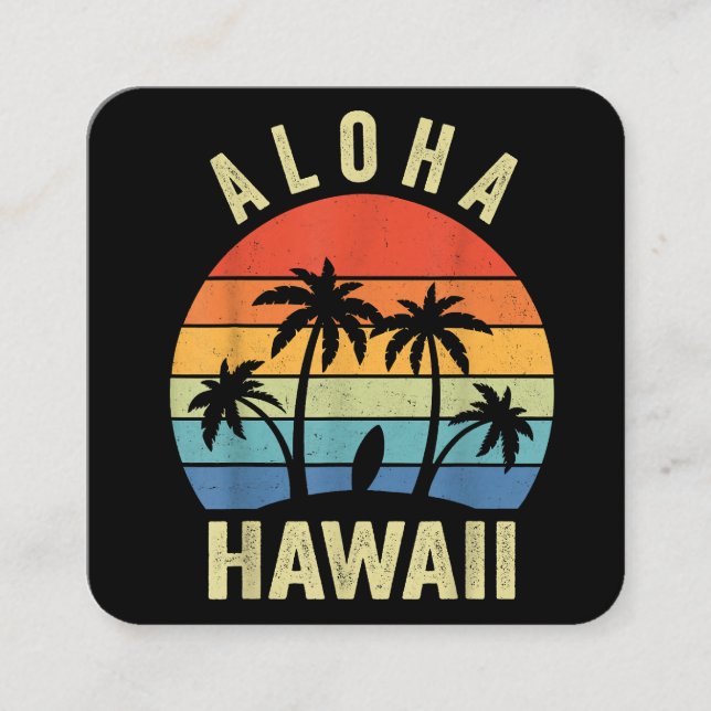 Carte De Visite Carré Aloha Hawaii Hawaii Island Shirt Palm Beach Surf (Devant)