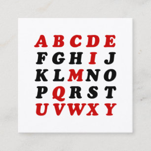 Carte De Visite Carré Alphabet Anglais