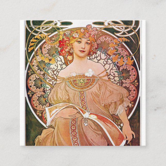 Carte De Visite Carré Alphonse Mucha - Daydream (Devant)