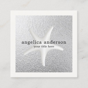 Carte De Visite Carré Aluminium argenté d'étoiles de mer
