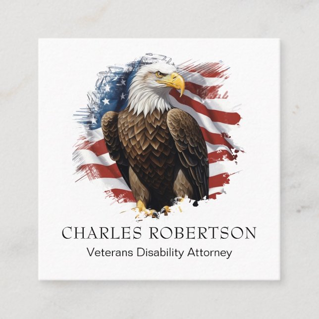 Carte De Visite Carré *~* American QR Flag Bald Eagle AP16 (Devant)