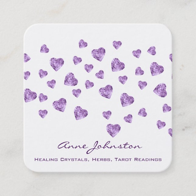 Carte de visite Carré Amethyst Hearts (Devant)