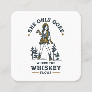 Carte De Visite Carré Amusante Cowgirl Occidental Vintage Amoureuse de W
