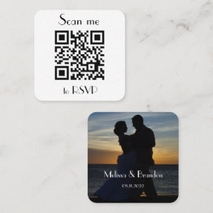Carte De Visite Carré Analyse de la réponse au code QR du Mariage RSVP