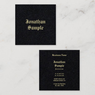 Carte De Visite Carré Ancien texte anglais Premium Black Gold Classic