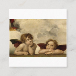 Carte De Visite Carré Angels Cherubs Raphael Santi Sistine Madonna Sweet