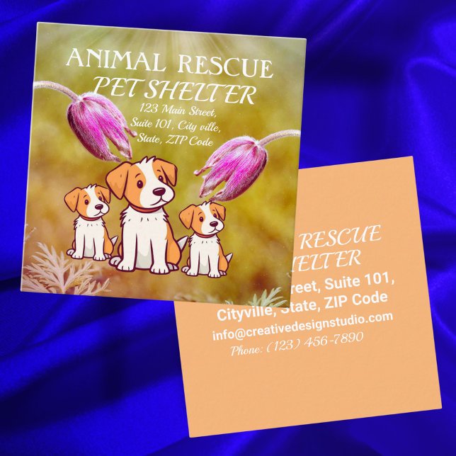 Carte De Visite Carré Animal Rescue Animaux Abris pour animaux Chiens mi (Créateur téléchargé)
