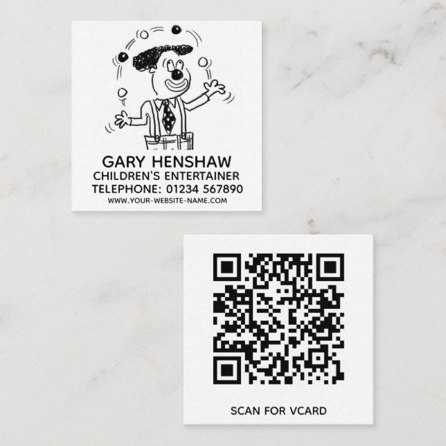 Carte De Visite Carré Animateur ou contrebandier pour enfants  (Devant / Derrière)