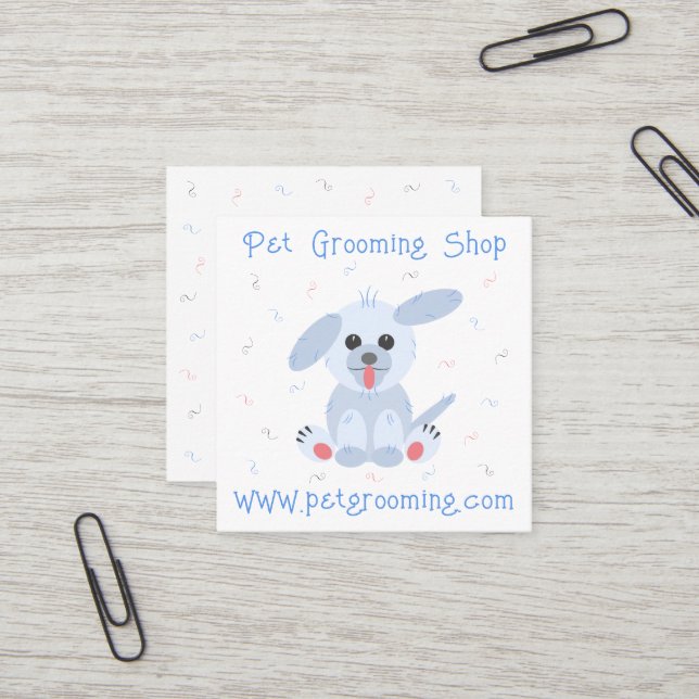 Carte De Visite Carré Animaux de compagnie Chien Grooming Personnalisé (Devant/Arrière en situation)