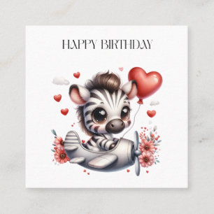 Carte De Visite Carré Anniversaire de Zebra Pilot