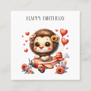 Carte De Visite Carré Anniversaire Lion Pilote