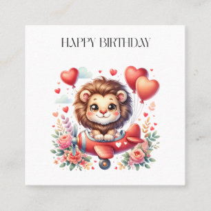 Carte De Visite Carré Anniversaire Lion Volant