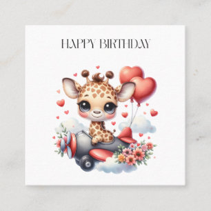Carte De Visite Carré Anniversaire Pilote Girafe