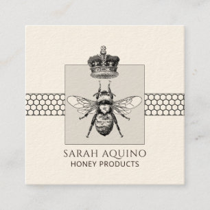 Carte De Visite Carré Apiary Beekeeper Honeycomb Crown Honey