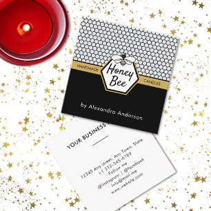 Carte De Visite Carré Apière d'abeille de miel moderne Noir Jaune
