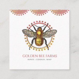 Carte De Visite Carré Apière D'Abeille D'Or Ou Produits De Miel De Ferme