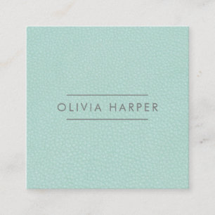 Carte De Visite Carré Aqua Chic  Aspect en cuir minimal