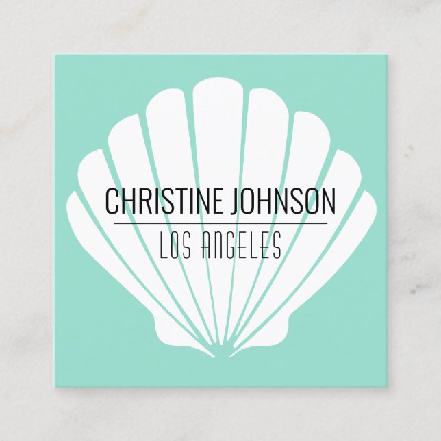 carte de visite carré aqua seashell (Devant)