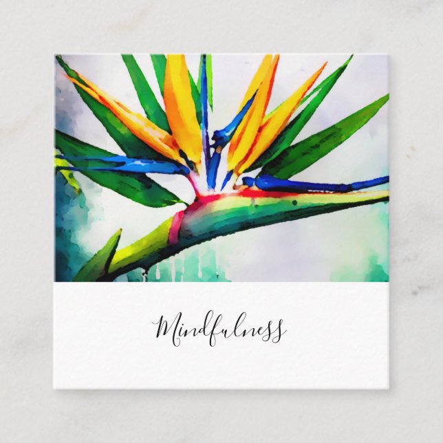 Carte De Visite Carré *~* Aquarelle AP10 Flower Bird of Paradise QR 23 (Devant)