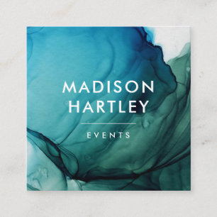 Carte De Visite Carré Aquarelle bleu et vert moderne