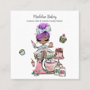Carte De Visite Carré Aquarelle Boulangerie Mixer Pâtisserie Sucres Gâte