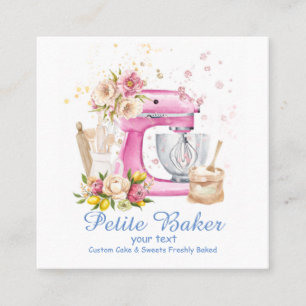 Carte De Visite Carré Aquarelle Boulangerie Mixer Pâtisserie Sucres Gâte