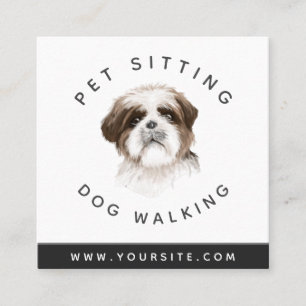 Carte De Visite Carré Aquarelle Chien Animal Sitter Chien Walker Animal 
