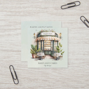 Carte De Visite Carré Aquarelle, code QR de boulangerie