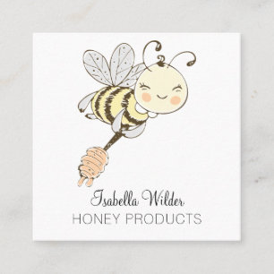 Carte De Visite Carré Aquarelle d'abeille de miel Produits de miel