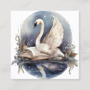 Carte De Visite Carré Aquarelle de cygne