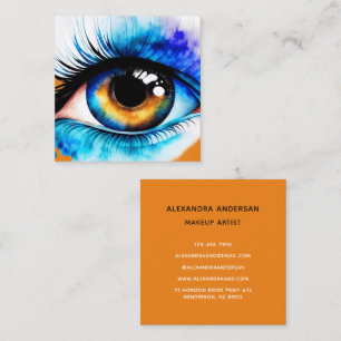 Carte De Visite Carré Aquarelle de maquillage orange turquoise moderne