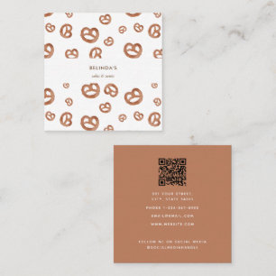 Carte De Visite Carré Aquarelle douce salée Motif Pretzel