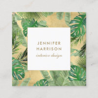 Aquarelle Feuille Tropical Motif sur Faux Gold