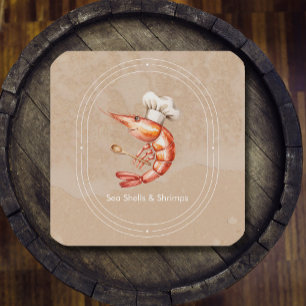 Carte De Visite Carré Aquarelle Fruits de mer / Plage côtière Style