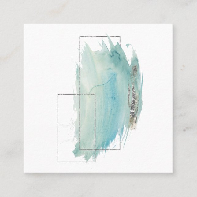 Carte De Visite Carré Aquarelle géométrique Girly de turquoise et (Devant)