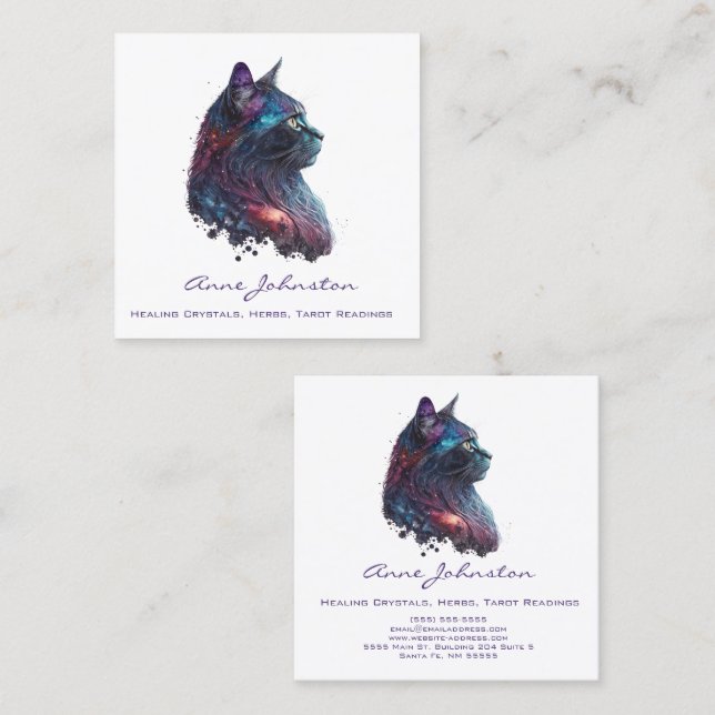 Carte de visite Carré Aquarelle Kitty (Devant / Derrière)