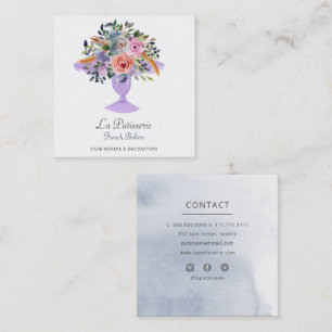 Carte De Visite Carré Aquarelle moderne Cuisine florale Stand boulangeri
