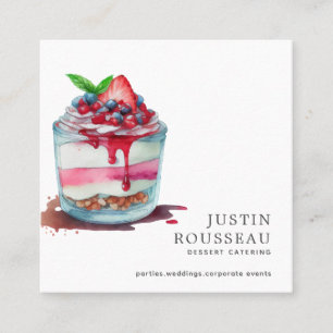 Carte De Visite Carré Aquarelle moderne gras Macaron Baker Chef pâtisser