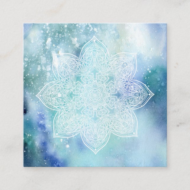 Carte De Visite Carré Aquarelle molle de mandala de *~* de mer d'océan (Devant)