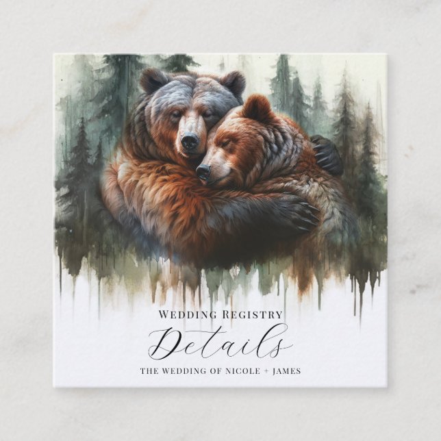 Carte De Visite Carré Aquarelle Oears Rustic Wilderness Détails (Devant)