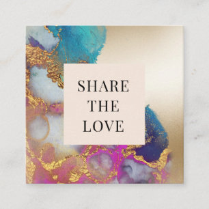 Carte De Visite Carré aquarelle or fausse feuille moderne Loyalty Card