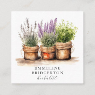 Carte De Visite Carré Aquarelle Plante herbaliste
