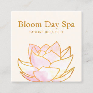 Carte De Visite Carré Aquarelle rose artistique Lotus Fleur Floral