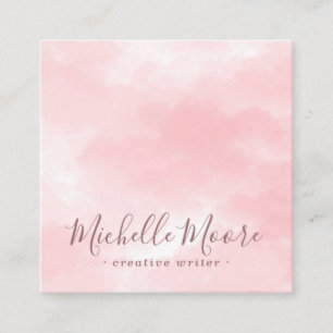 Carte De Visite Carré Aquarelle rose chic élégant professionnel minimal