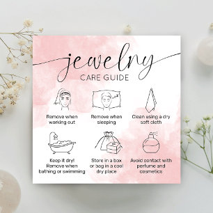 Carte De Visite Carré Aquarelle rose esthétique Logo Bijoux Soins